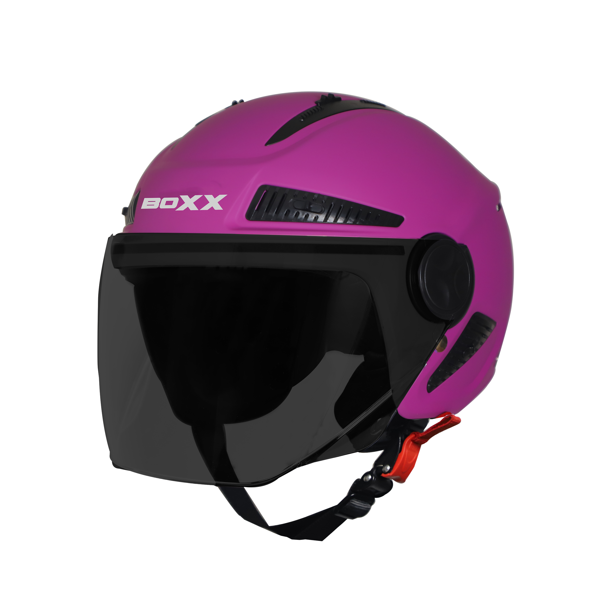 Steelbird SBH-24 Boxx ISI Certified Open Face Helmet For Men And Women (Matt Purple With Smoke Visor)